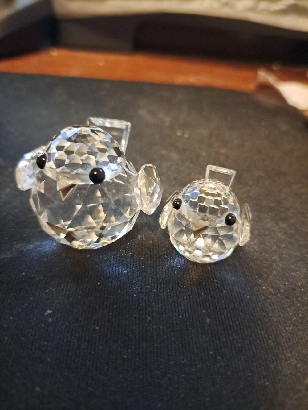 Swarovski Crystal Vintage Momma & Baby Sparrow Birds W Metal Beaks Excellent